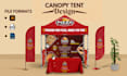 do canopy tent design, feather flag and table cover