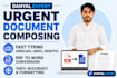 do professional document composing in english urdu pashto