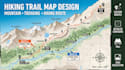 design hiking trail map, mountain trail map, trekking map and hiking route map