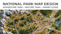 design detailed hiking route map backpacking map trekking map and campground map