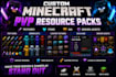 create minecraft pvp resource packs, textures, items, gui and server assets