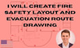 create fire safety layout and evacuation route drawing