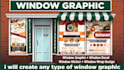 design professional storefront window decals, vinyl stickers and window graphics