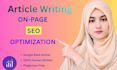 do SEO article writing and on page optimization