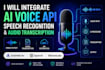 integrate ai voice API, ai integrationspeech recognition and audio transcription