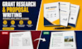 write a business plan, grant proposal, and research