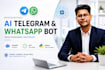 build custom telegram bot or whatsapp ai bot in python