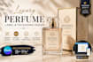 design luxury perfume labels and packaging with editable canva