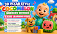 3d pixar style ai animation cocomelon style nursery rhymes kids learning video