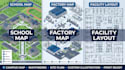 create school map, factory map and facility layout illustration