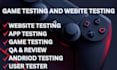 beta testing website review app testing qa testing game tester usability testing