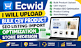 upload ecwid bulk CSV product SEO listing import optimization store redesign
