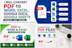 convert PDF to word, excel,docs and sheets