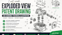 exploded view patent drawing cad assembly technical illustration patent filing