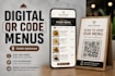 design a mobile restaurant menu landing page with custom qr code