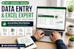 be your professional virtual assistant for excel data entry
