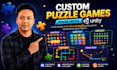 develop a unity puzzle game with custom mechanic and art