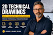 create 2d technical drawings, gd and t, cad drafting and manufacturing plans