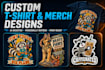 create custom t shirt sticker and merchandise designs