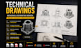 create professional technical drawings, mechanical drawings and cad drafts