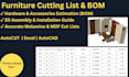 create professional furniture cutting list, bom, and assembly plan
