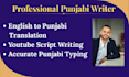 do professional punjabi typing and content writing