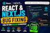 fix react next js javascript and frontend bugs