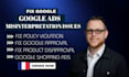 fix google merchant center suspension, misrepresentation and feed issues