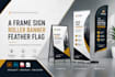roller banner, feather flag and a frame sign