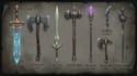 design unique sword, axe, medieval weapon, spear