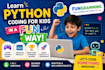 tutor python coding to your kids and beginners in fun way fungramming