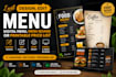 design, edit digital menu, menu board or printable price list
