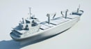 model 3d marine powertrain, low poly ship, electric marine engineering animation