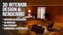 design photorealistic 3d interior render and walkthrough
