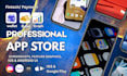 modern app store screenshots and play store feature graphic
