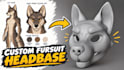 create a custom fursuit head base model for 3d printing