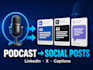 repurpose your podcast into linkedin posts, x threads, and captions