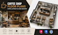 design coffee shop floor plans, café layout and architectural cad