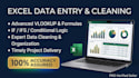 do excel data entry, data cleaning, and advanced formulas