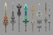 design unique sword, axe, medieval weapon, spear