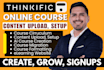 thinkific course creation, thinkific course setup, upload lesson, course content