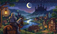 create pixel art background, pixel art scene, custom pixel art game environment