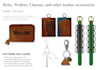 create leather belt, wallet, bracelet, and charm designs