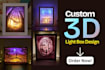 design 3d lightbox logo keychain, anime lightbox, text, wall decor for printing