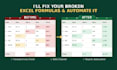 fix, clean nd automate ur messy excel workbook with formulas