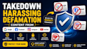 takedown harassing defaming posts from reddit tiktok instagram google fb and x