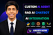 build ai agents, custom ai chatbot with rag, and ai integration