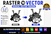 professionally convert raster to vector, vectorize image and logo