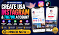 create USA tiktok and USA instagram accounts with optimization