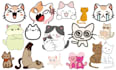 create cute cat digital stickers, kawaii stickers